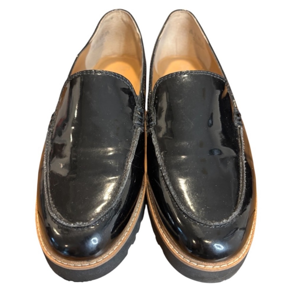 Franco Sarto Women’s Cypress Black Shiny Slip On Chunk Lug Loafers Size 6.5 - Picture 5 of 11